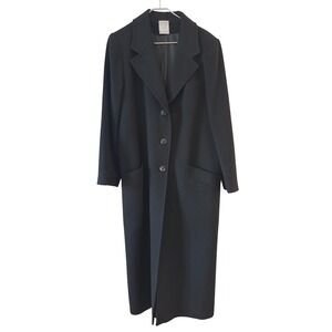Fleurette Loro Piana Cashmere Coat Womens 10 Black Long Overcoat Made in USA
